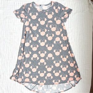 LuLaRoe Disney Minnie Mouse Pocket Dress Gray Pink Size S